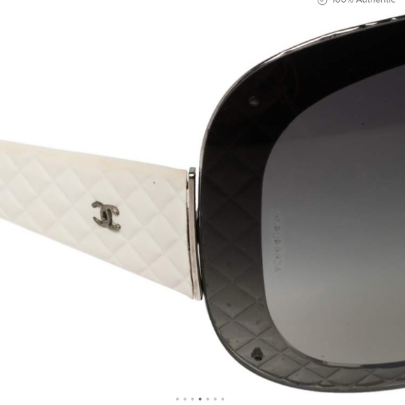 Chanel Black And Off White Oversized Sunglasses Sleek Modern Design - Picture 3 of 6